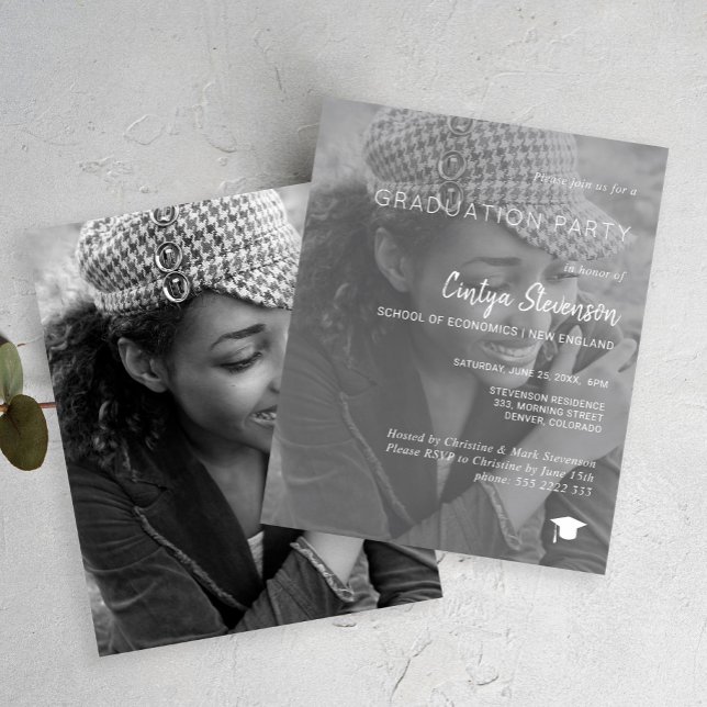 予算モダンフォト卒業パーティーの招待 (クリエイターアップロード済み)
