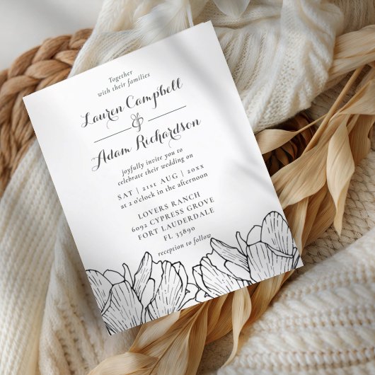 予算モダンフローラ結婚式招待状