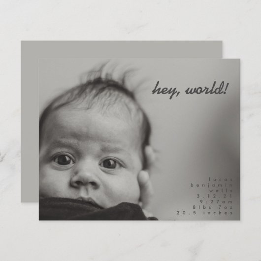 予算モダンベビー写真誕生のお知らせ (正面/裏面)