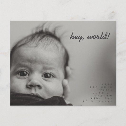 予算モダンベビー写真誕生のお知らせ (正面)