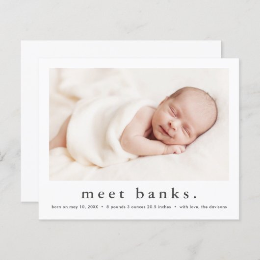 予算モダンベビー写真誕生のお知らせ (正面/裏面)