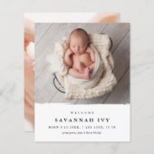 予算モダンベビー写真誕生のお知らせ (正面/裏面)