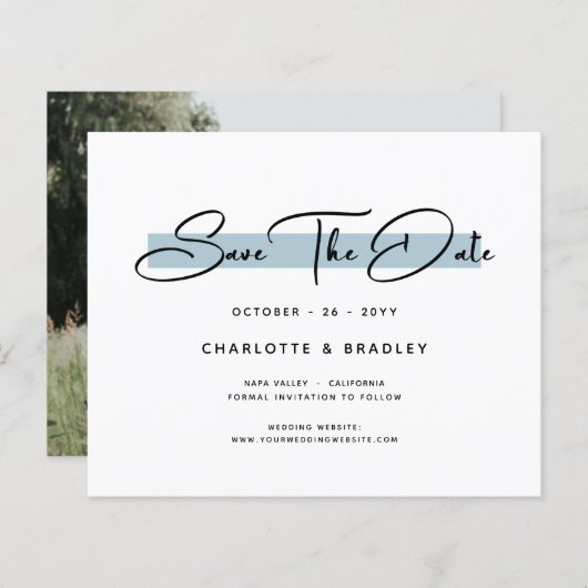 予算モダンミニマリストスクリプト日付の保存 (正面/裏面)