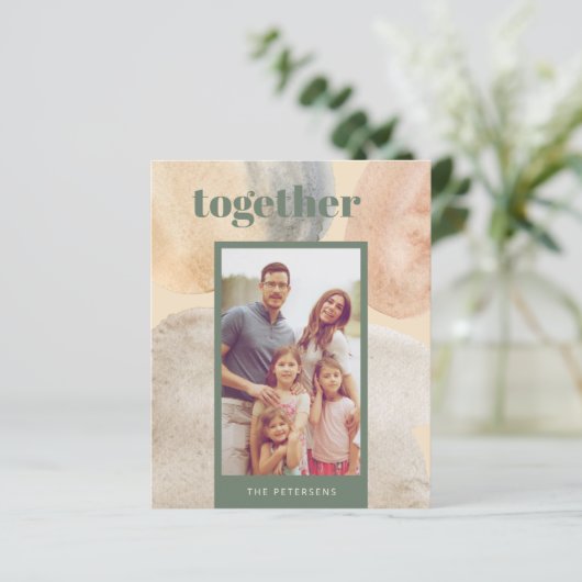 予算モダンミニマル写真クリスマスカード (スタンド正面)