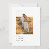 予算モダンミニマル写真QRコー結婚ド 招待状 (正面)