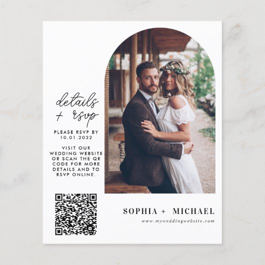 予算モダンミニマルRSVP QR写真結婚の (裏面)