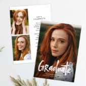 予算モダンレタリング3写真卒業パーティー 招待状