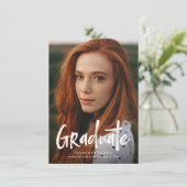 予算モダンレタリング3写真卒業パーティー 招待状 (スタンド正面)