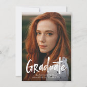 予算モダンレタリング3写真卒業パーティー 招待状 (正面)