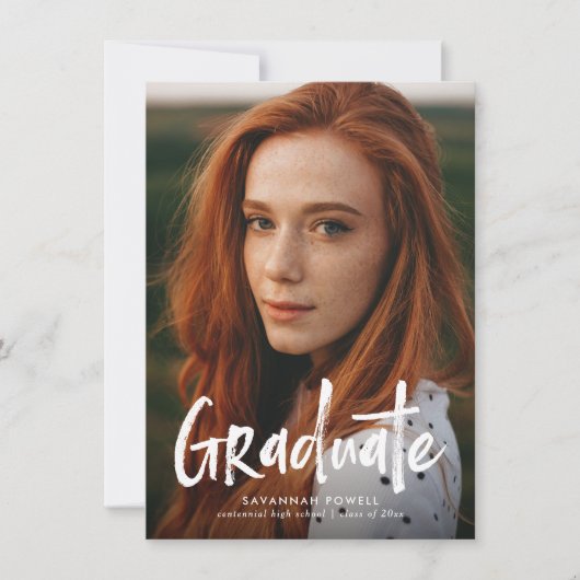 予算モダンレタリング3写真卒業パーティー 招待状 (正面)