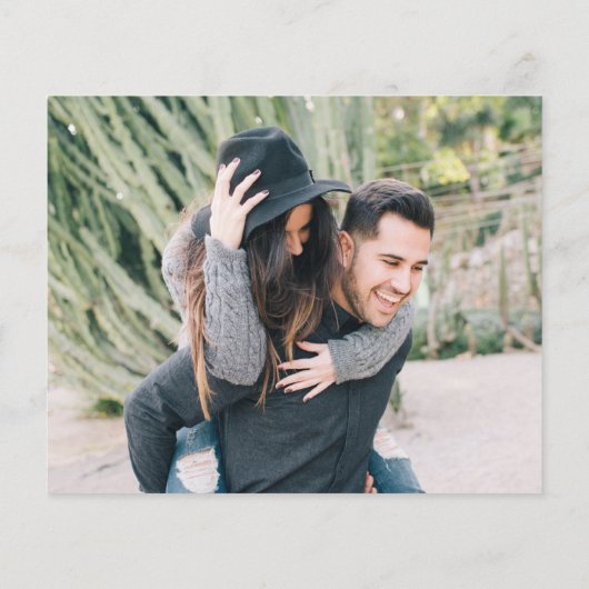 予算モダン写真おもしろい結婚式の日付の保存 (裏面)