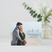 予算モダン写真のQRコー結婚ドを保存 案内ポストカード (スタンド正面)