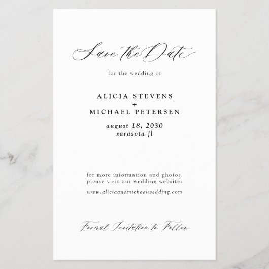 予算モダン写真エレガント結婚式の日付を保存 チラシ (裏面)