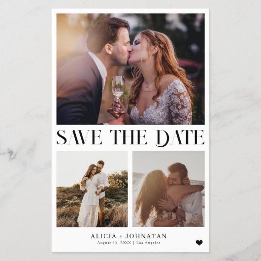 予算モダン写真数々の結婚式の日付を保存 チラシ (正面)