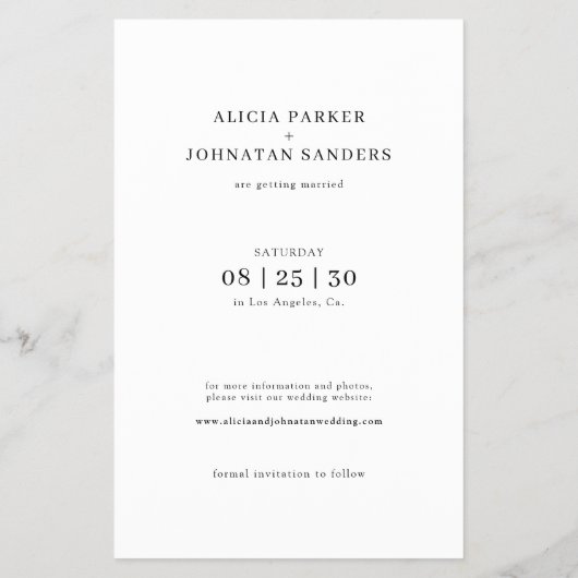 予算モダン写真数々の結婚式の日付を保存 チラシ (裏面)