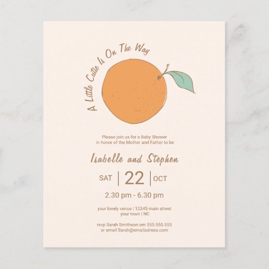 予算モダン小さなかわいこちゃんオレンジ色の赤ちゃんシャワー (正面)