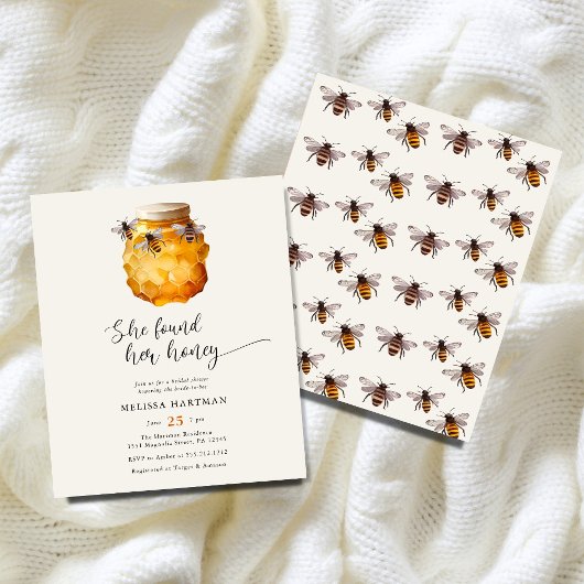 予算モダン彼女は彼女の蜂蜜ブライダルシャワーを見つけた チラシ