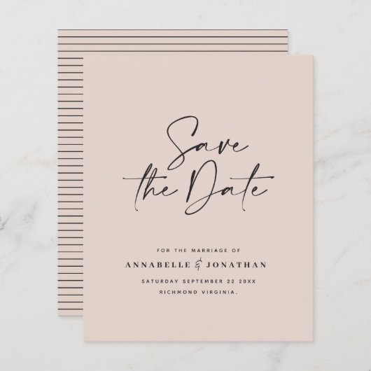 予算モダン手書き結婚タイポグラフィ (正面/裏面)