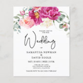 予算モダン明るい赤紫色ピンクフローラQRコー結婚ド (正面)