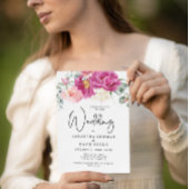 予算モダン明るい赤紫色ピンクフローラQRコー結婚ド