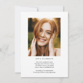 予算モダン書道写真卒業パーティー 招待状 (裏面)