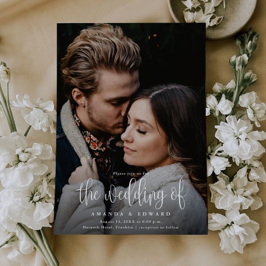 予算モダン書道写真QRコード結婚 招待状