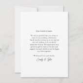 予算モダン書道台本結婚の写真 サンキューカード (裏面)