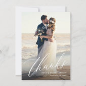 予算モダン書道台本結婚の写真 サンキューカード (正面)