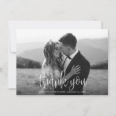 予算モダン書道台本結婚の写真 サンキューカード (正面)