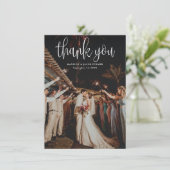 予算モダン書道台本結婚の写真 サンキューカード (スタンド正面)
