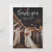 予算モダン書道台本結婚の写真 サンキューカード (正面)