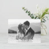 予算モダン書道台本結婚の写真 サンキューカード (スタンド正面)