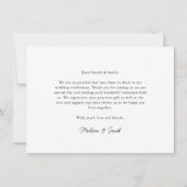 予算モダン書道台本結婚の写真 サンキューカード (裏面)