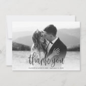 予算モダン書道台本結婚の写真 サンキューカード (正面)