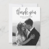 予算モダン書道台本結婚の写真 サンキューカード (正面)