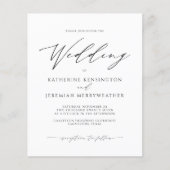 予算モダン最小限のスクリプト結婚式招待状 (正面)