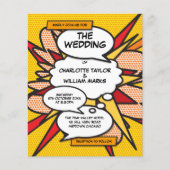 予算モダン漫画ブックフォト結婚式招待状 (正面)