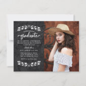 予算モダン白黒写真卒業パーティー 案内状 (正面)