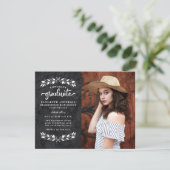 予算モダン白黒写真卒業パーティー 案内状 (スタンド正面)