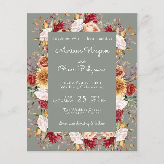 予算モダン秋フローラセージ結婚グリーン (正面)