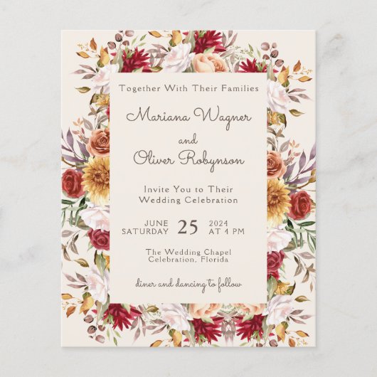 予算モダン秋フローラ結婚アイボリー (正面)