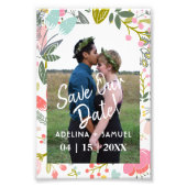 予算モダン結婚のシックなフローラ写真救日付 フォトプリント            (正面)