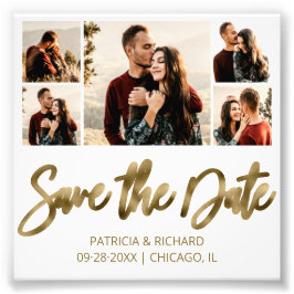 予算モダン結婚式の日付を保存する写真コラージュ フォトプリント           