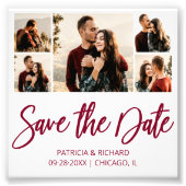 予算モダン結婚式の日付を保存する写真コラージュ フォトプリント            (正面)