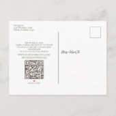 予算モダン結婚式の日付写真の保存QRコード 案内ポストカード (裏面)