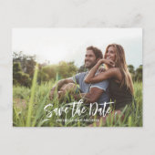 予算モダン結婚式の日付写真の保存QRコード 案内ポストカード (正面)