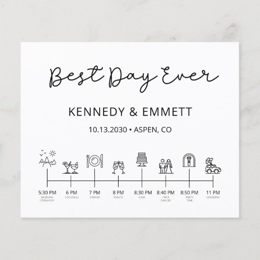 予算モダン結婚式タイムラインプログラム (正面)