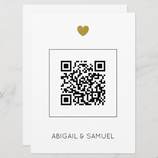 予算モダン結婚式招待状（QRコード付き） (正面/裏面)
