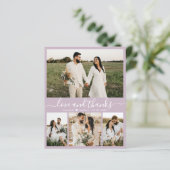 予算モダン薄紫写真結婚のサンキューカード (スタンド正面)