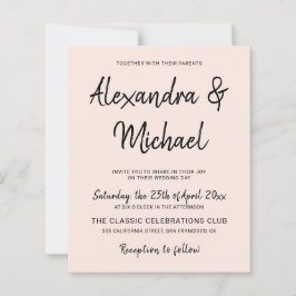 予算モダン赤面結婚式招待状